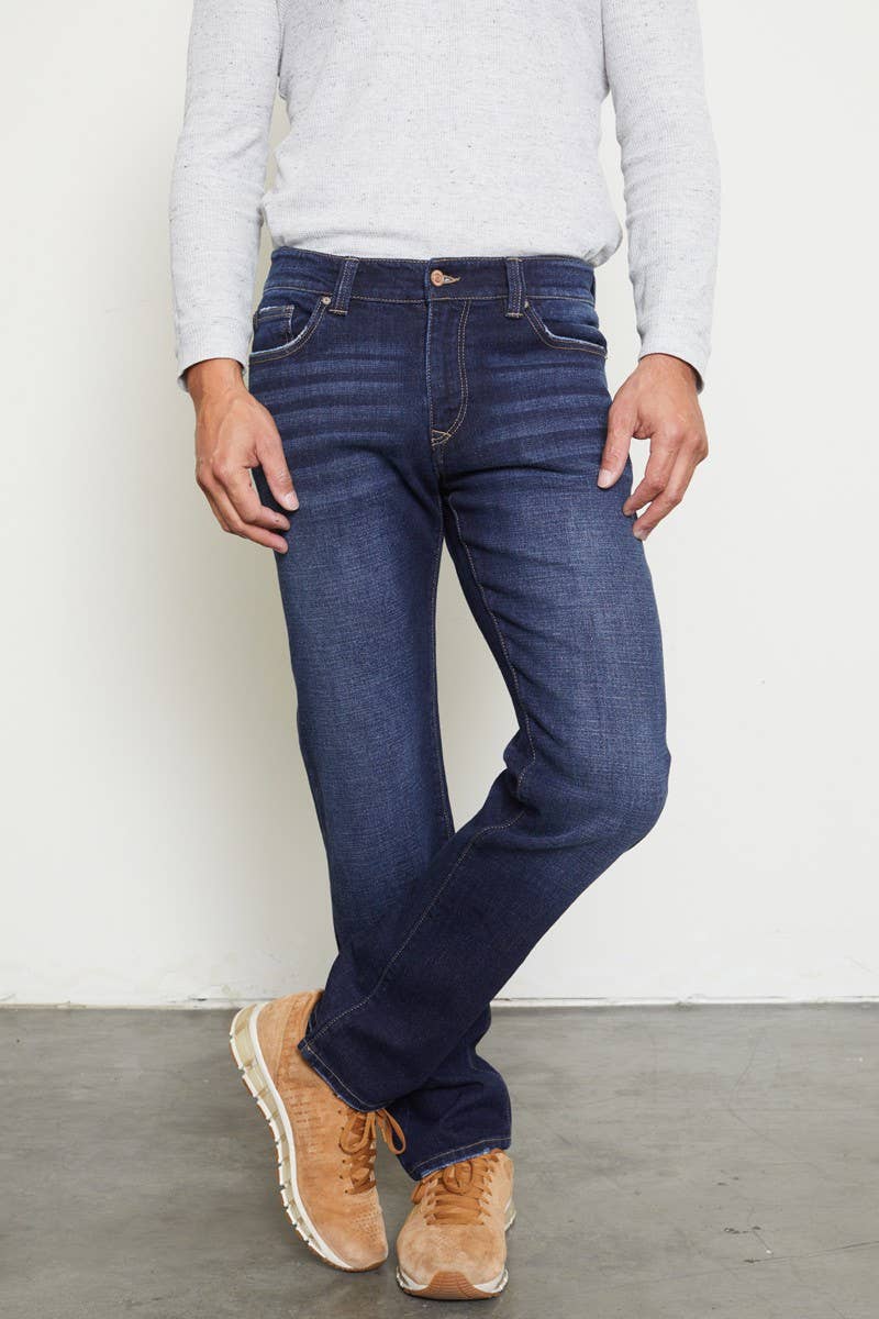 Kan Can Men's Slim Straight Jeans - Dark Wash