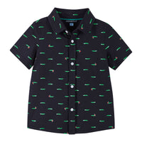 Knit Button-down - Navy Croc