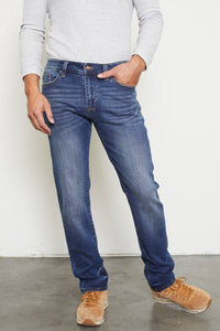 Kan Can Men's Slim Straight Jeans - Medium Wash