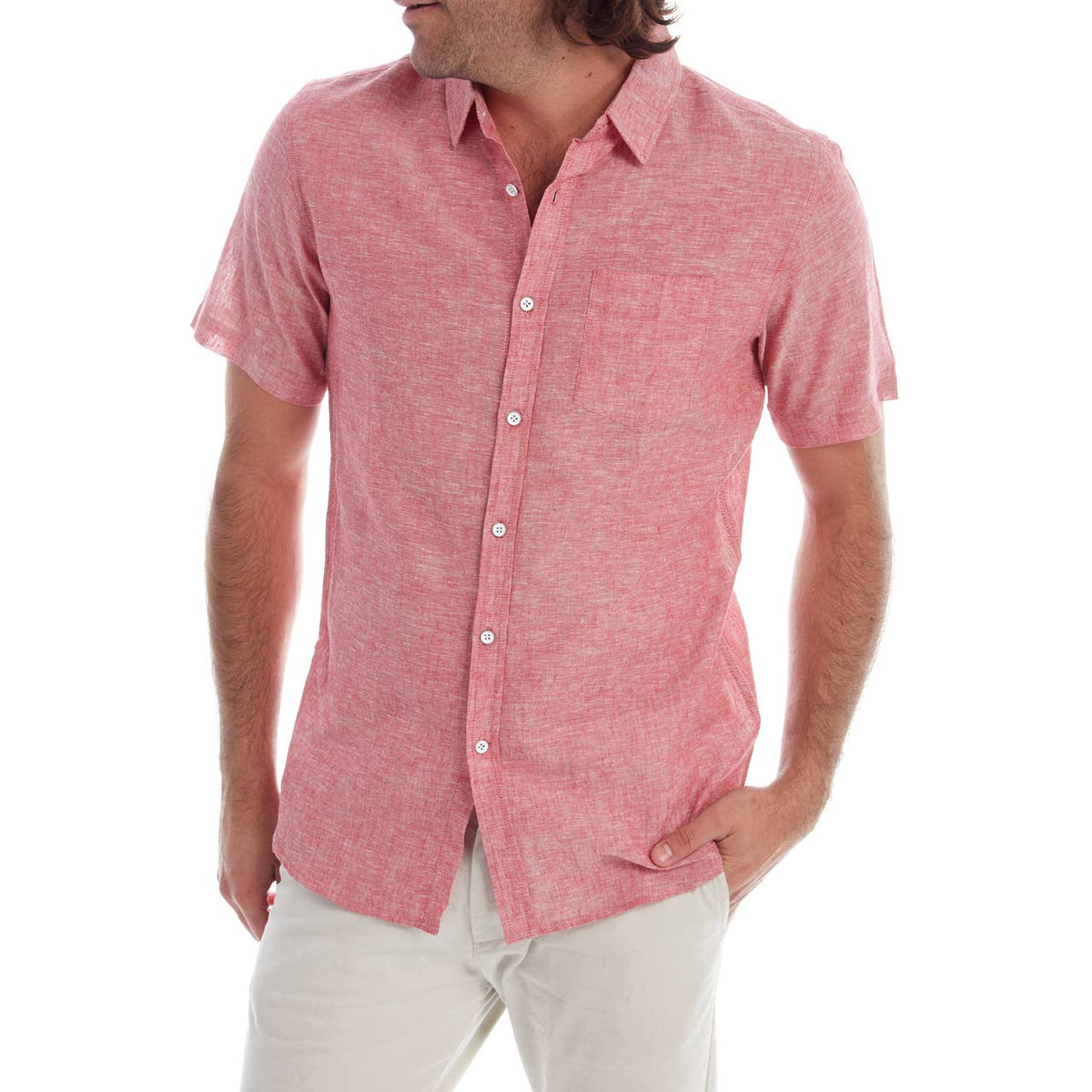 Short Sleeve Solid Linen Shirt